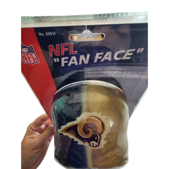 New Rams Officially Licensed NFL "FAN FACE" Rubber Mask - Picture 5 of 7